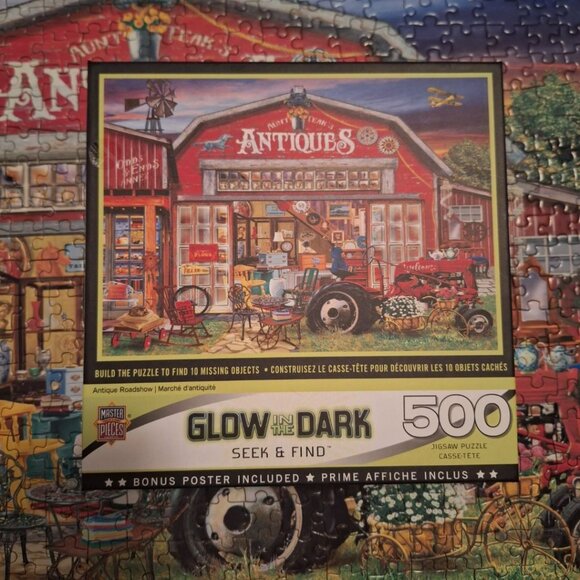 Glow Puzzle Seek Find Hidden Images Bonus 500 Piece Farm Antiques Tractor Thrift - Picture 6 of 11